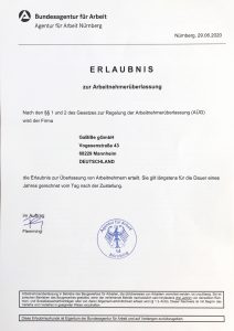 Erlaubnis Arbeitnehmerüberlassung 2020/2021