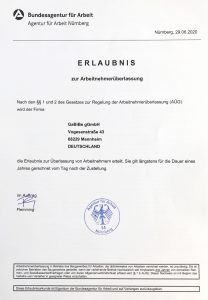 Erlaubnis Arbeitnehmerüberlassung 2020/2021